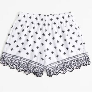 Abercrombie & Fitch Embroidered Eyelet Linen Shorts